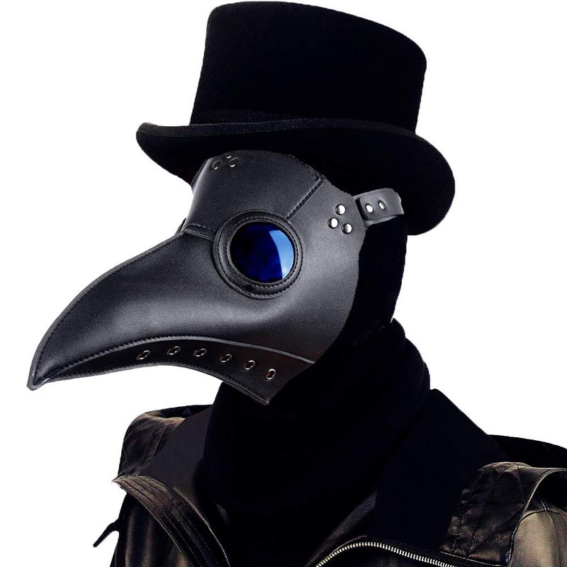 Raxwalker Halloween Plague Doctor Mask Steampunk Cosplay Costume Bird Beak Mask Long Beak Raven Masks Prop for Men and Boys(1 Pc Black) - Image 1
